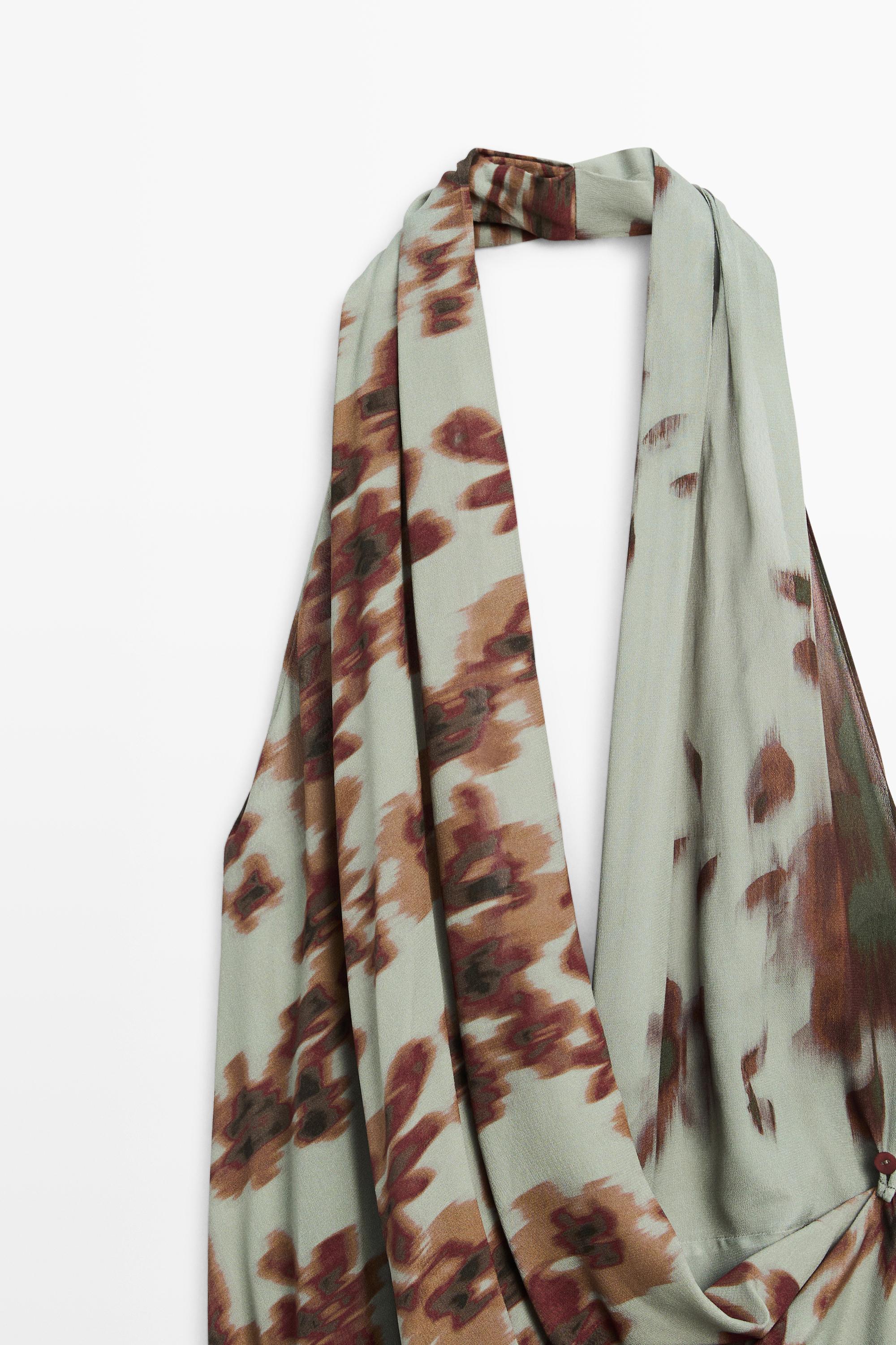 Printed halter midi dress
